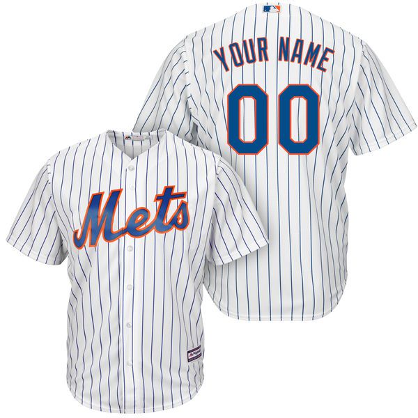 Men New York Mets Majestic White RoyalHome Cool Base Custom MLB Jersey->->Custom Jersey